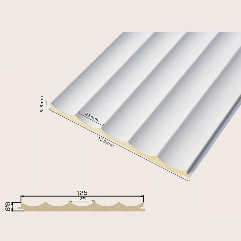 125 ठोस रिसेस गरिएको 5-ग्रिड फ्लुटेड वाल प्यानल